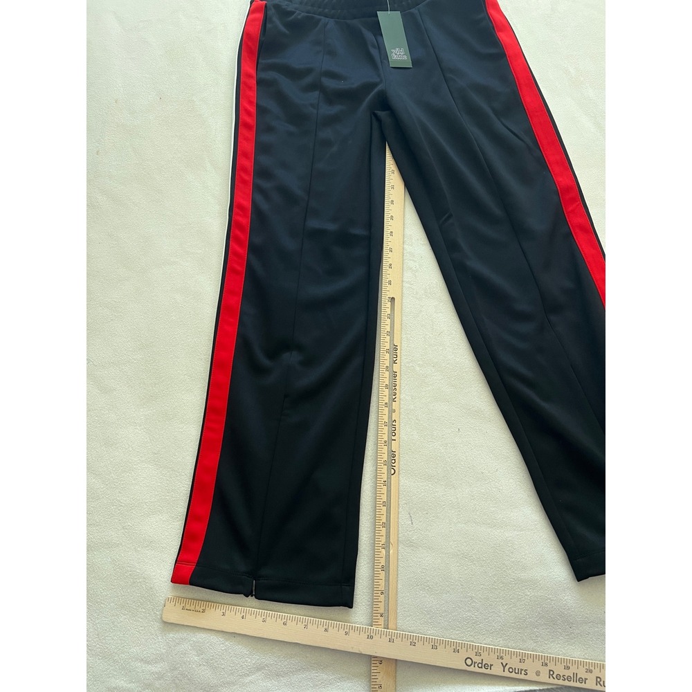 Wild Fable Black Track Pants Red White Side Stripe Zip Hem Athletic Joggers NWT - Picture 3 of 13
